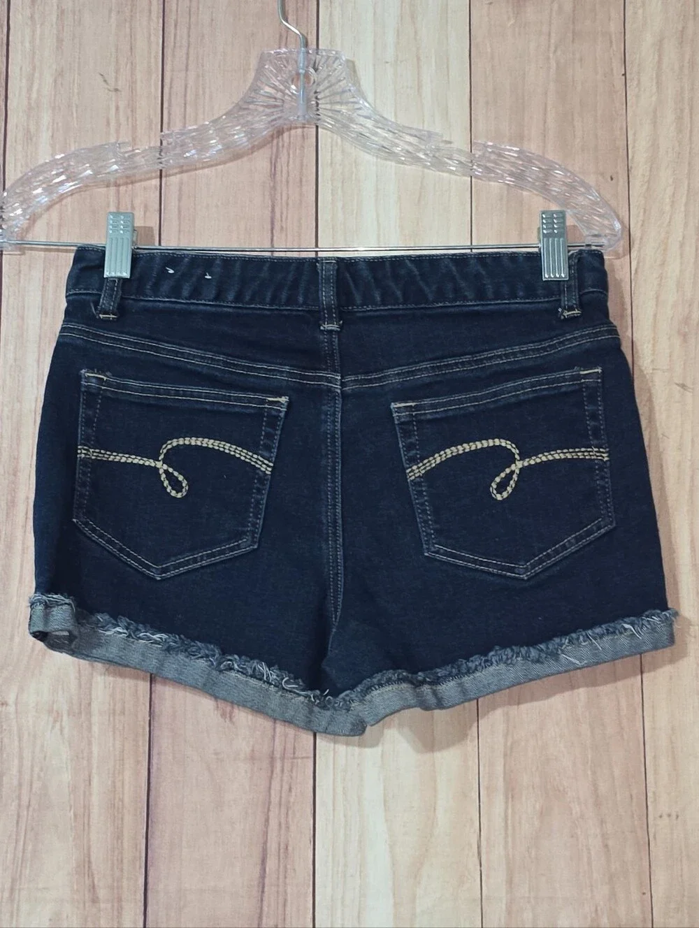 Justice Shorts American Flag Blue Denim Frayed Hem Girls Size 16 Shorts